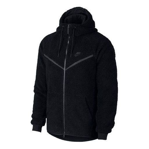 Nike Embroidered Logo Fleece Stay Warm Hooded Jacket Black AQ2768-010