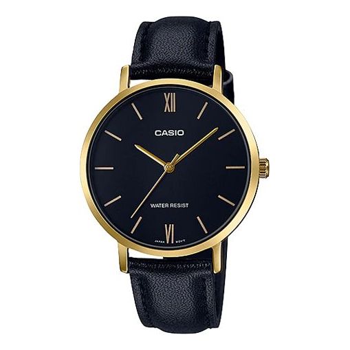 CASIO DRESS Large Gold Black quartz Watch Navy Blue Dark Blue Analog LTP-VT01GL-1B