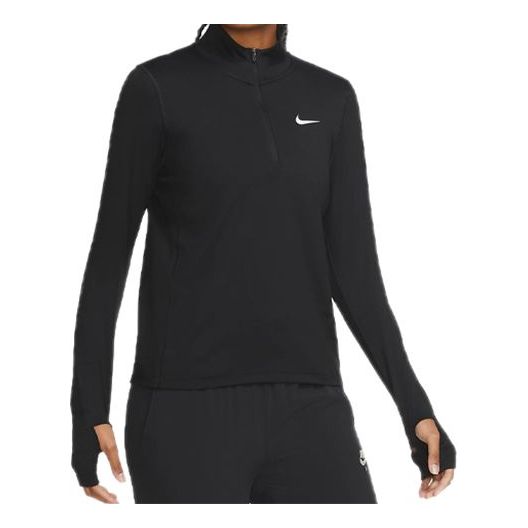 (WMNS) Nike Element Half Zipper Casual Sports Running Black Gym Clothes CU3221-010