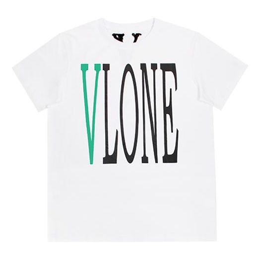 VLONE Large Logo Round Neck Short Sleeve T-shirt 'White Green' VLTE17SS003-WHITE