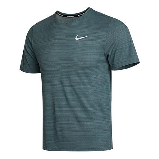 Nike M Nk Df Miler Top Ss Running Training Sports Short Sleeve Gray Green Graygreen CU5993-387