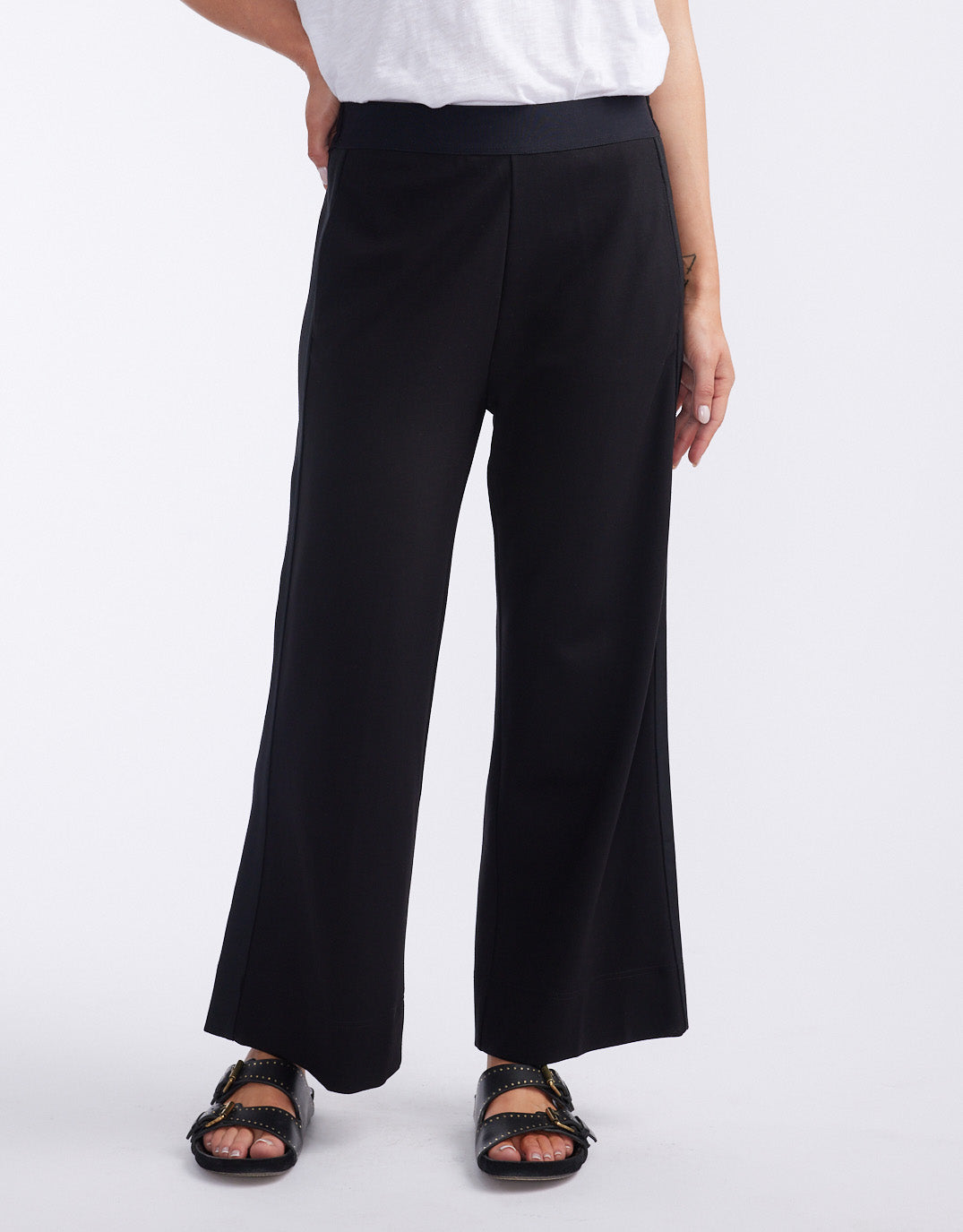 Timeless 7/8 Ponte Pant - Black/Black Stripe