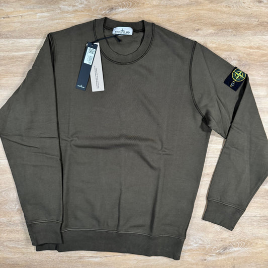 Stone Island Organic Cotton Fleece Sweatshirt in Military Green Castmark
