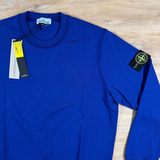Stone Island Organic Cotton Fleece Sweatshirt in Bright Blue Castmark