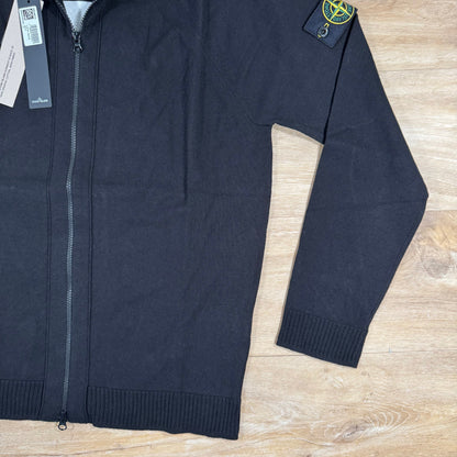 Stone Island Light Organic Cotton Knit Cardigan in Black Castmark