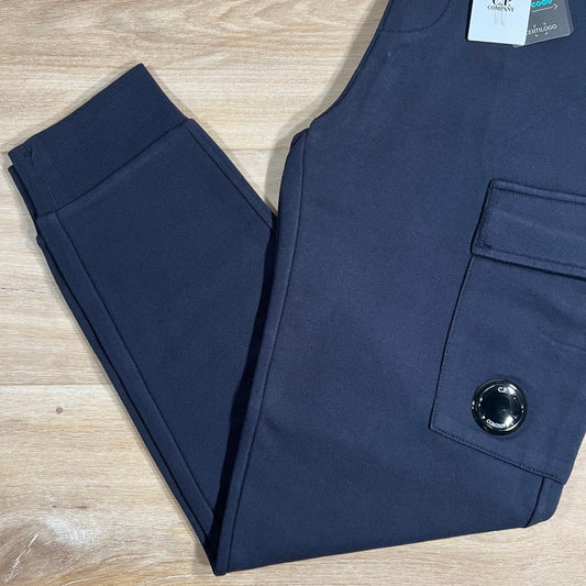 CP Company Diagonal Raised Fleece Lens Sweatpants in Navy Castmark
