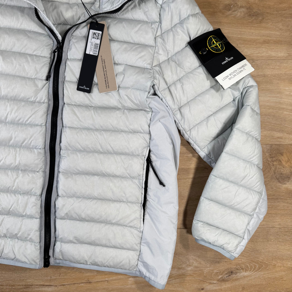 Stone Island Loom Woven Nylon Down-TC Jacket in Sky Blue Castmark