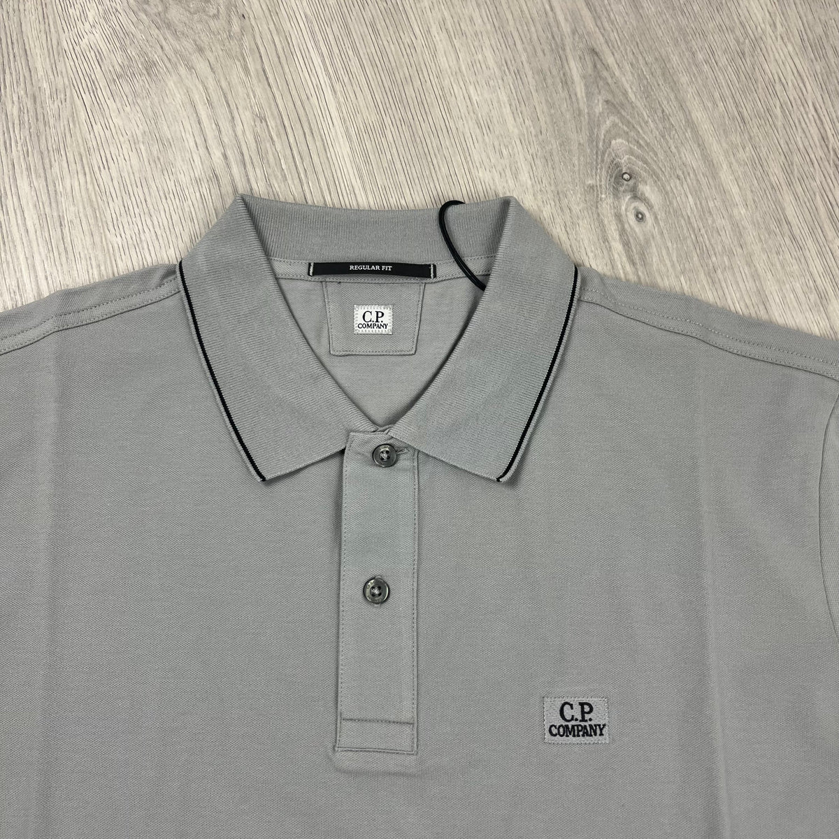 CP Company Piquet Polo Shirt - Drizzle Castmark