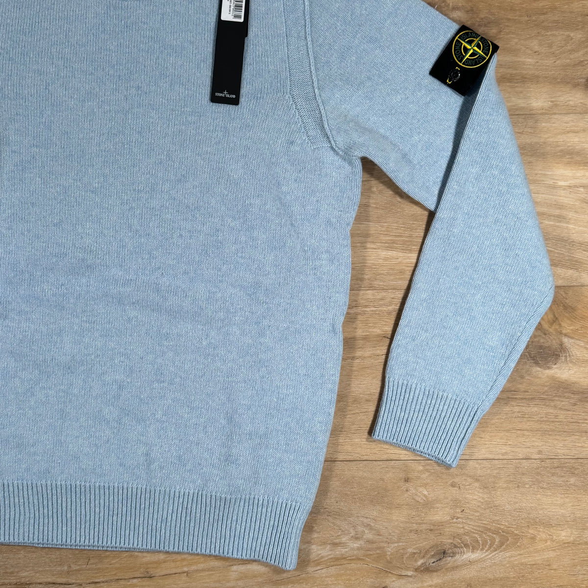 Stone Island Lambswool Crewneck Jumper in Sky Blue Castmark