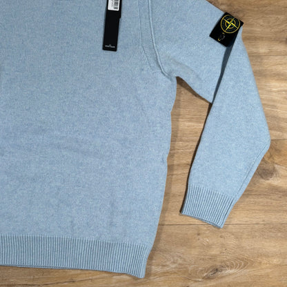 Stone Island Lambswool Crewneck Jumper in Sky Blue Castmark