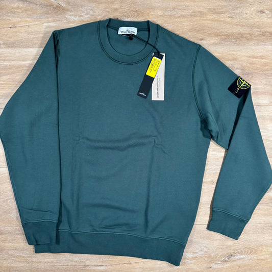 Stone Island Organic Cotton Fleece Sweatshirt in Bottle Green Castmark