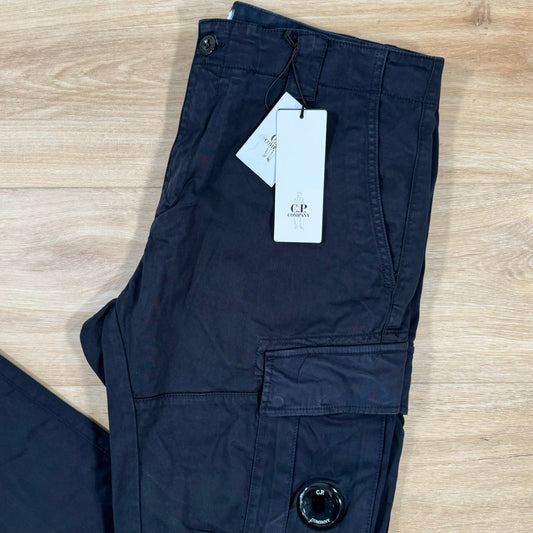 CP Company Stretch Sateen Lens Cargo Pants in Navy Castmark