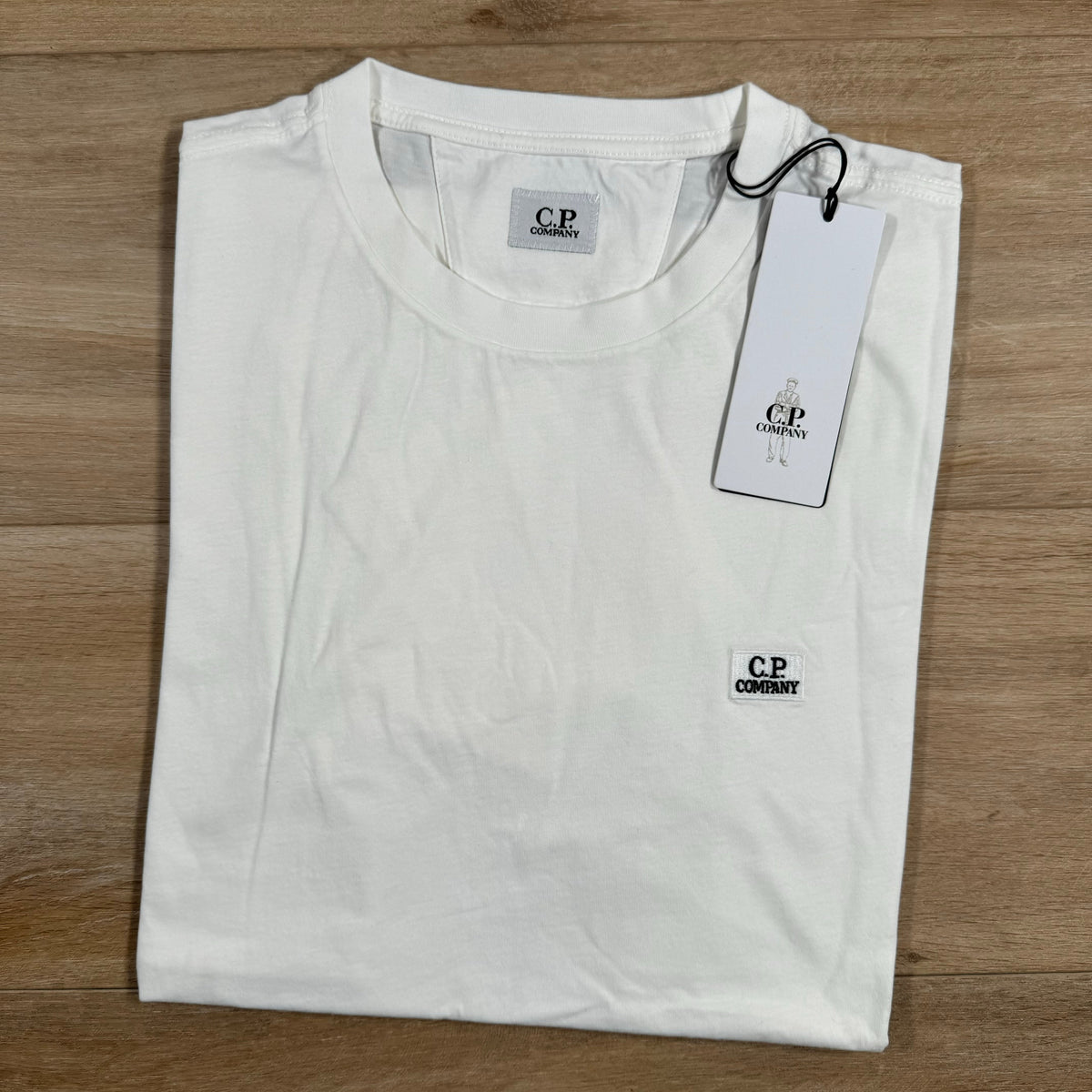 CP Company Logo Patch T-Shirt in Gauze White Castmark