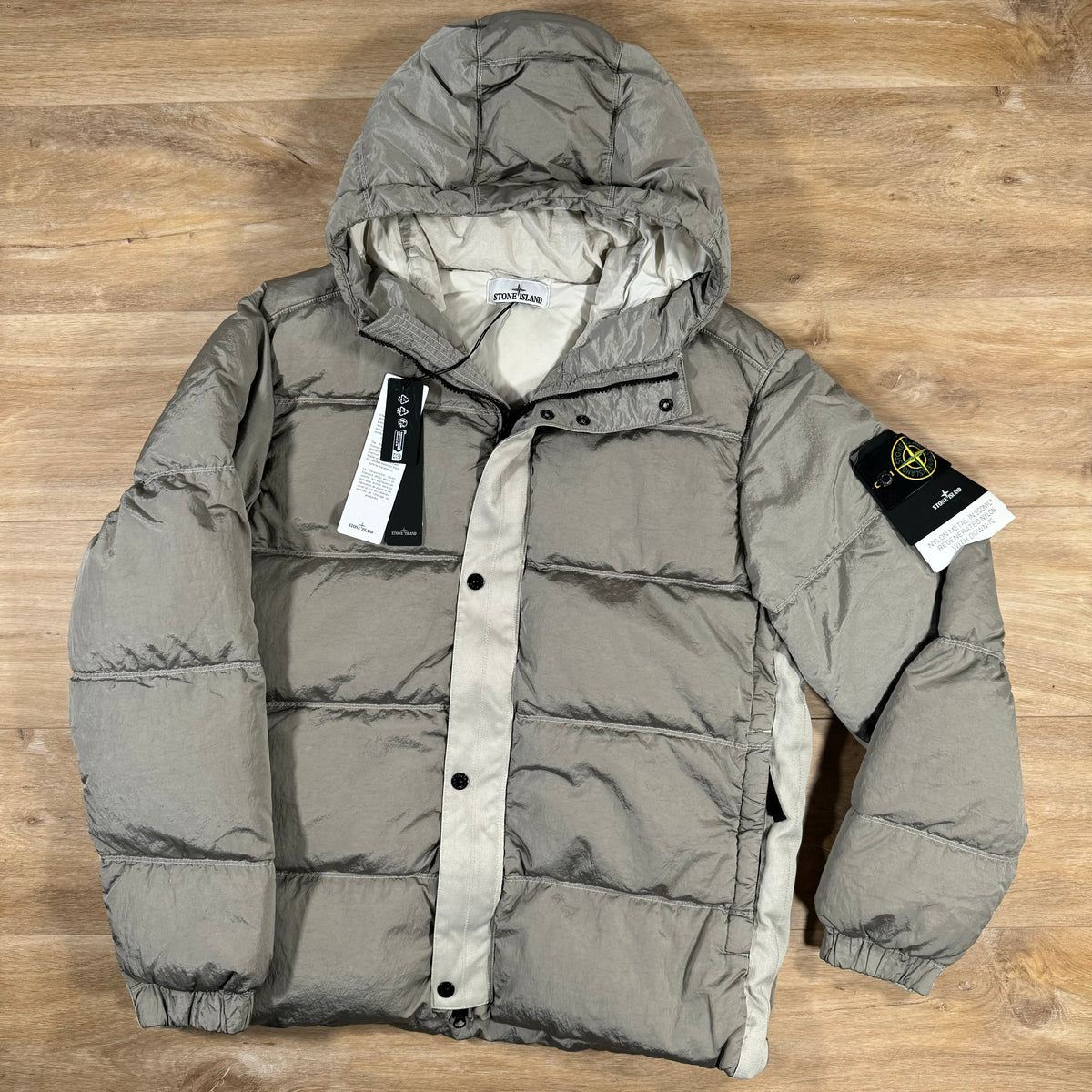 Stone Island Nylon Metal Down Jacket in Plaster Castmark