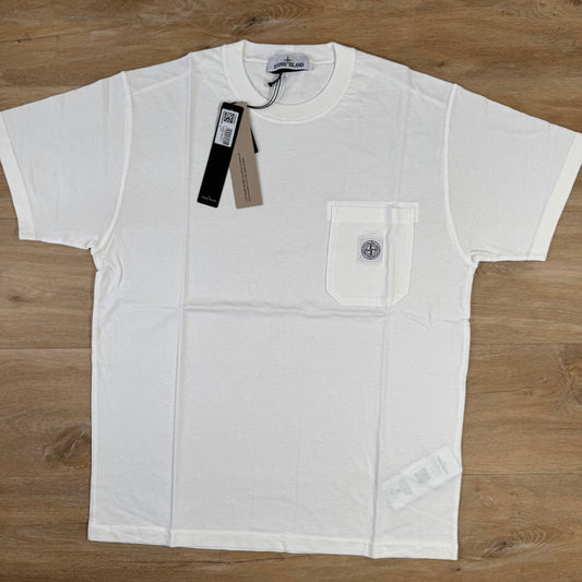 Stone Island Organic Cotton Fissato Effect T-Shirt in White Castmark