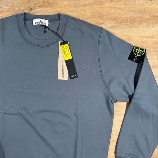 Stone Island Organic Cotton Fleece Sweatshirt in Avio Blue Castmark