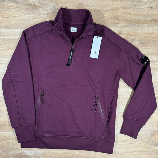 CP Company Diagonal Raised Half-Zipped Lens Sweatshirt in Potent Purple Castmark