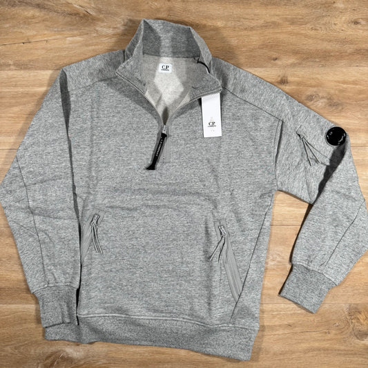 CP Company Diagonal Raised Half-Zipped Lens Sweatshirt in Grey Castmark