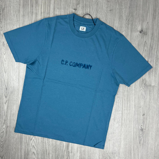CP Company Printed T-Shirt - Aegean Blue Castmark