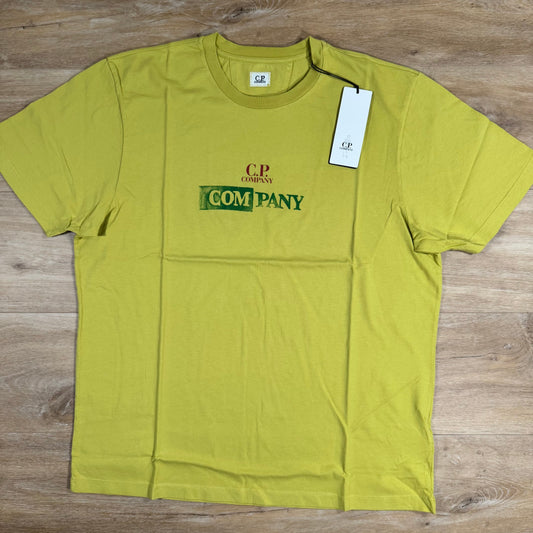 CP Company 24/1 Jersey Logo T-Shirt in Cress Green - Yellow Castmark