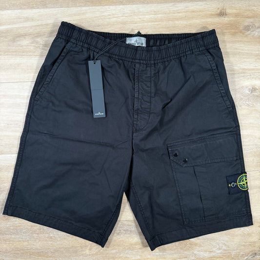Stone Island Stretch-TC Cargo Bermuda Shorts in Black Castmark
