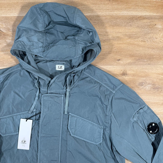 CP Company Chrome-R Hooded Lens Jacket in Stormy Weather - Blue Castmark