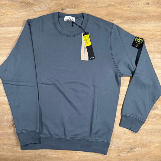 Stone Island Organic Cotton Fleece Sweatshirt in Avio Blue Castmark