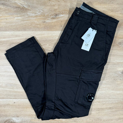 CP Company Stretch Cargo Trousers in Black Castmark