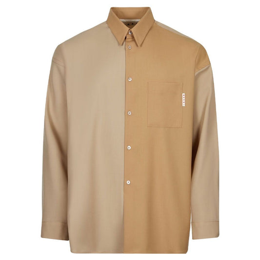 MARNI TWO TONE BEIGE BUTTON UP T-SHIRT