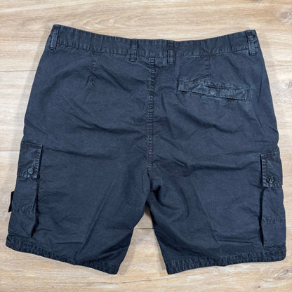 Stone Island Brushed Cotton Cargo Bermuda Shorts in Black Castmark