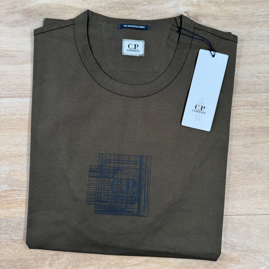 CP Company Metropolis Series Blurred Logo T-Shirt in Ivy Green Castmark