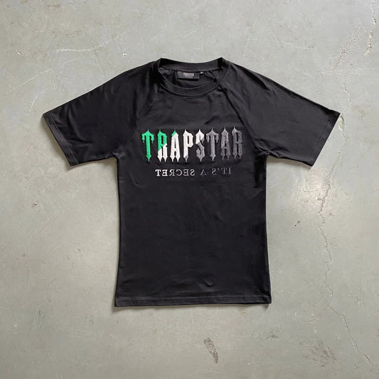 Trapstar Chenille Decoded Short Set - Black/White/Grey