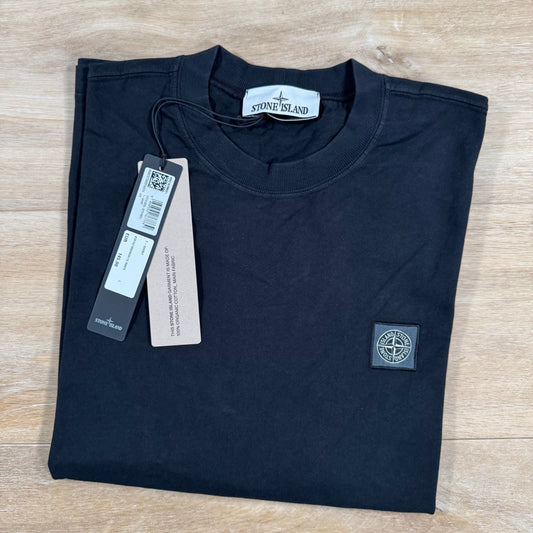Stone Island Combed Organic Cotton Patch Logo T-Shirt in Black Castmark