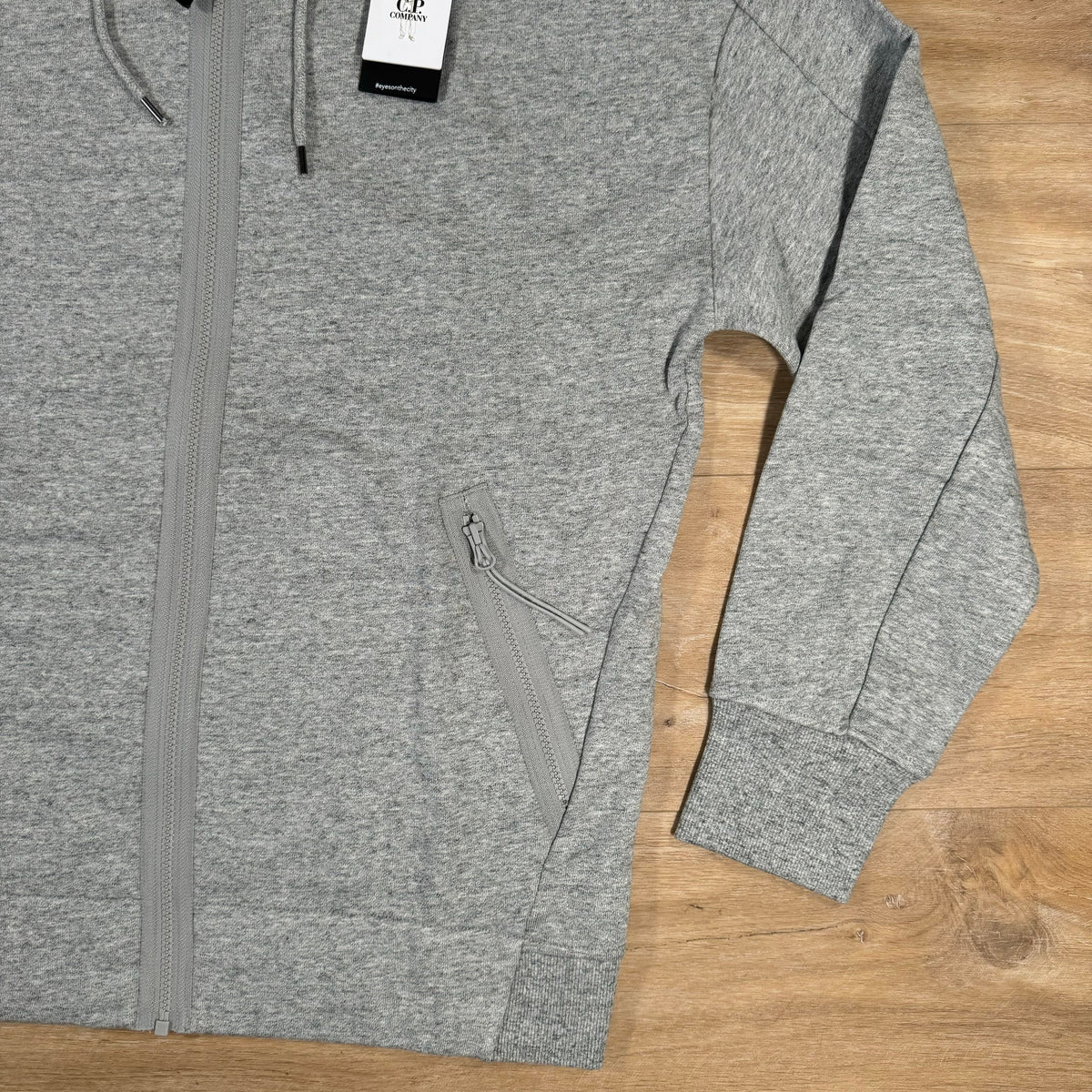 CP Company Diagonal Raised Zipped Goggle Hoodie in Grey Castmark
