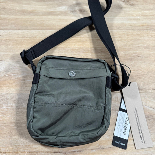 Stone Island Coated Nylon Metal Body Bag in Musk Green Castmark