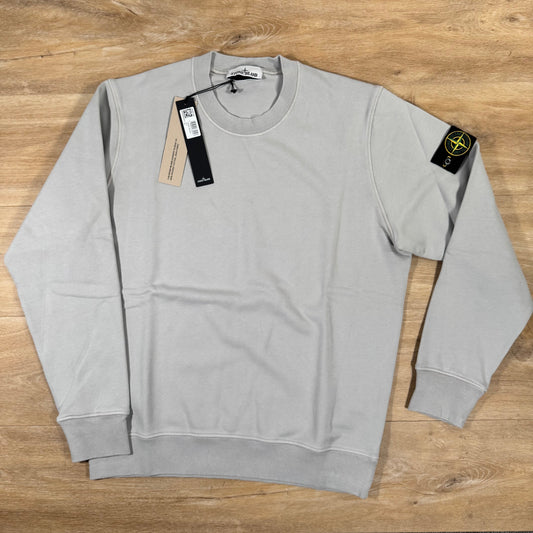 Stone Island Organic Cotton Fleece Sweatshirt in Pearl Grey Castmark