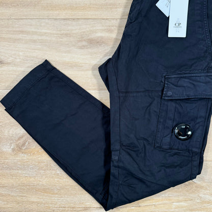 CP Company Stretch Sateen Lens Cargo Pants in Navy Castmark