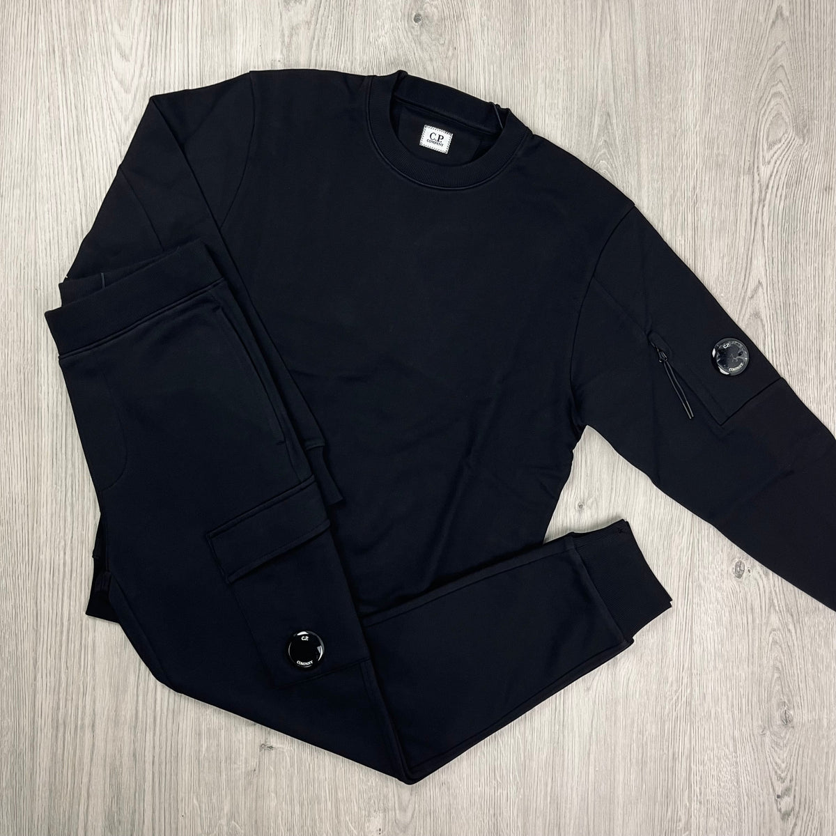 CP Company Raised Fleece Tracksuit - Black Castmark