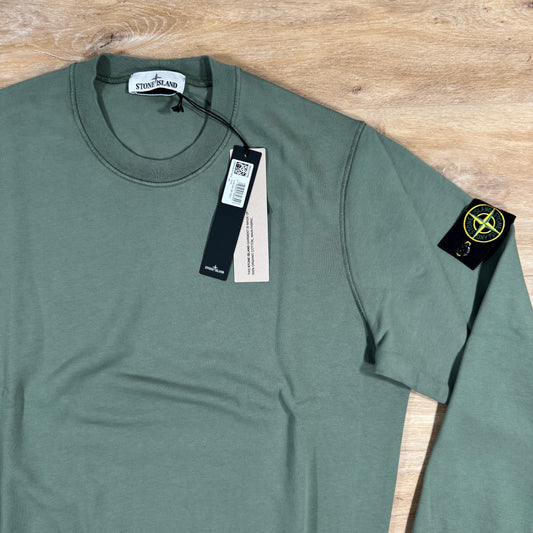 Stone Island Organic Cotton Fleece Sweatshirt in Musk Green Castmark