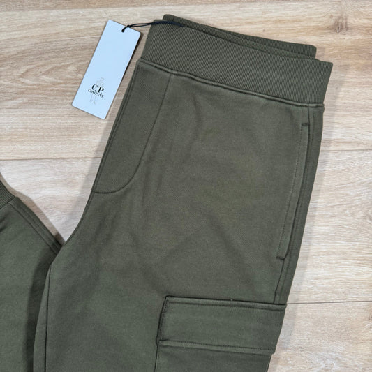 CP Company Diagonal Raised Fleece Lens Sweatpants in Ivy Green Castmark