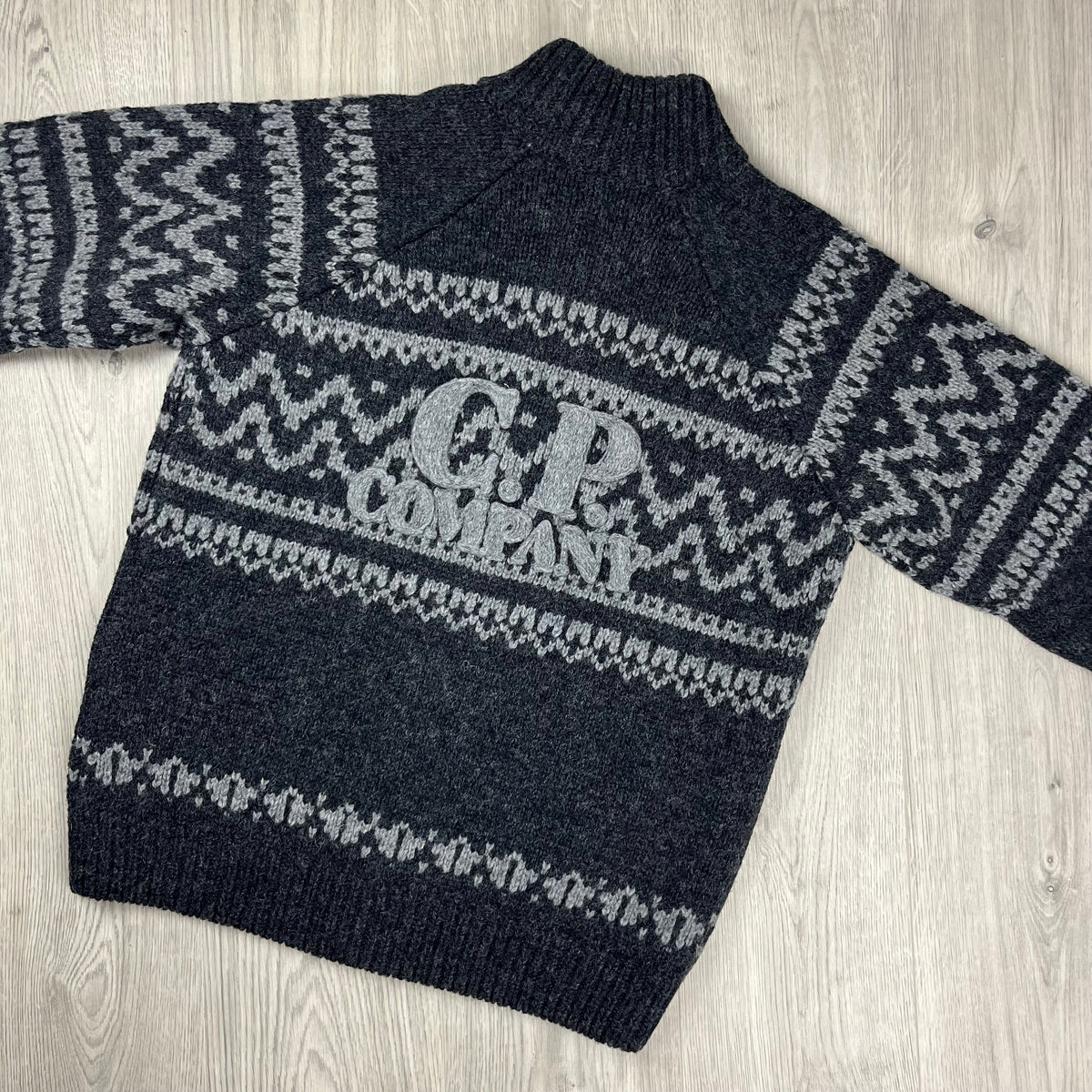 CP Company Jacquard Wool Fleece - Black Castmark