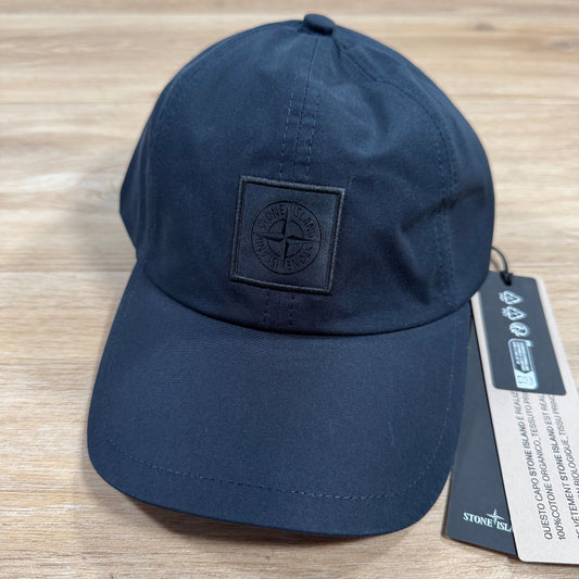 Stone Island Weatherproof Cotton Canvas Ghost Cap in Navy Castmark