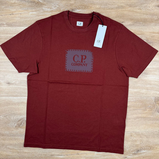 CP Company Stitch Block Logo T-Shirt in Sable - Brown Castmark