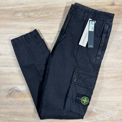 Stone Island Brushed Cotton Old Treatment Cargo Trousers in Black Castmark
