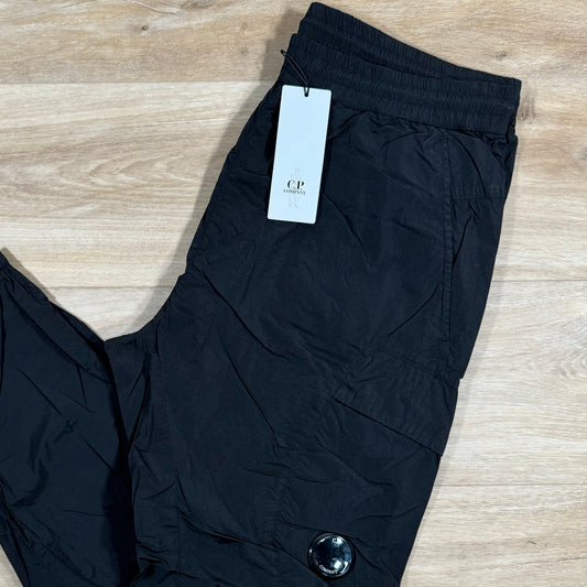 CP Company Chrome Nylon Cargo Pants in Black Castmark
