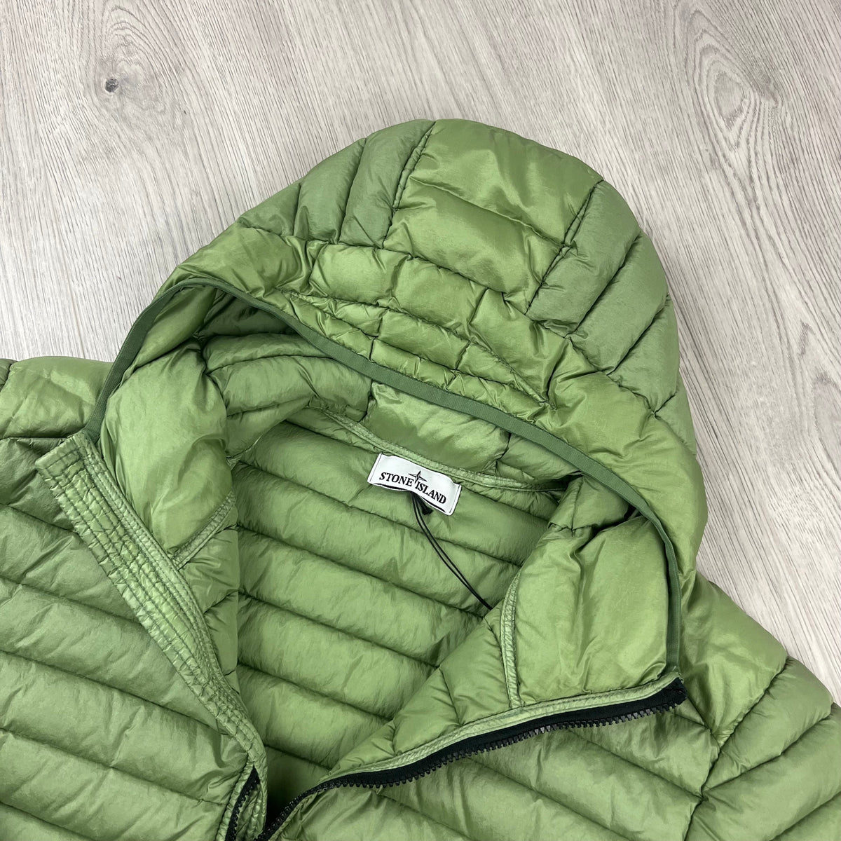 Stone Island Woven Down Jacket - Sage Green Castmark