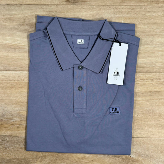 CP Company Stretch Piquet Striped Collar Polo Shirt in Lavender Violet Castmark