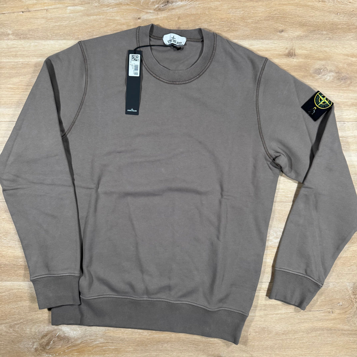 Stone Island Garment Dyed Crewneck Sweatshirt in Walnut Brown Castmark