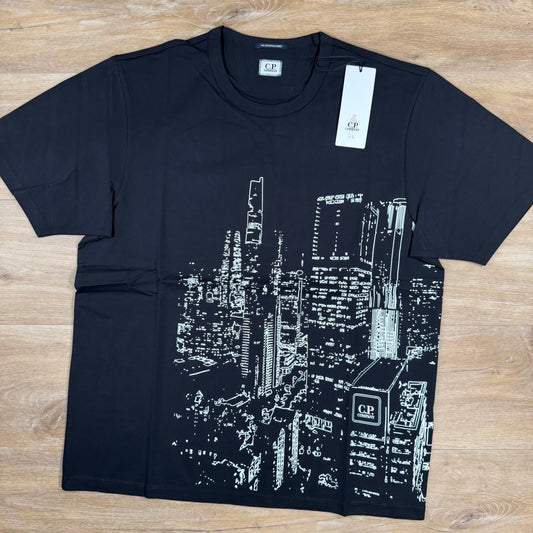 CP Company Metropolis Series Graphics T-Shirt in Black Castmark