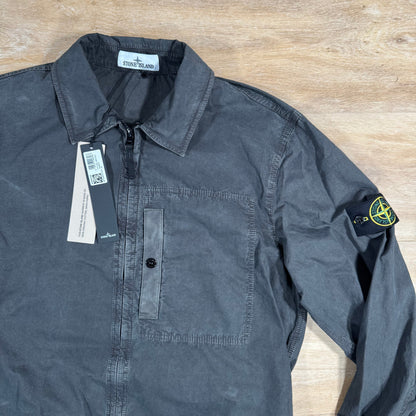 Stone Island Brushed Canvas Old Treatment Overshirt in Charcoal Grey Castmark